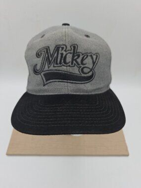 Mickey Script Snapback Hat Gray/Black